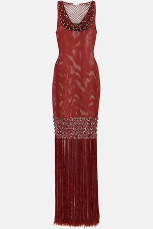 Paco rabanne Verziertes Midikleid aus Häkelstrick