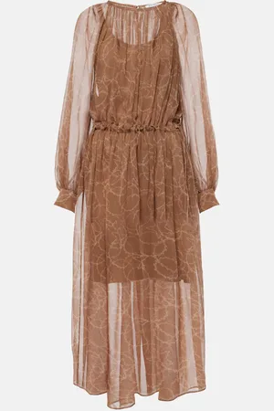Max Mara Midikleid aus Seiden-Georgette