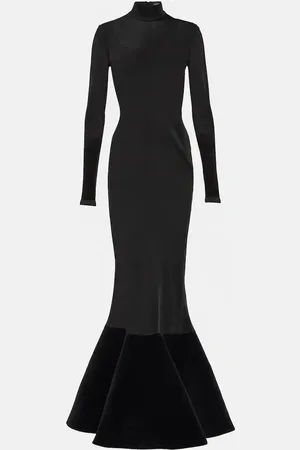 DAVID KOMA Robe aus Jersey mit Samt