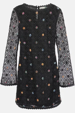 RIXO London Verziertes Minikleid Mylene aus Häkelstrick
