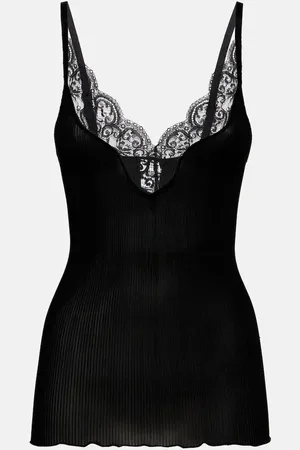 Saint Laurent Top aus Seide mit Spitze