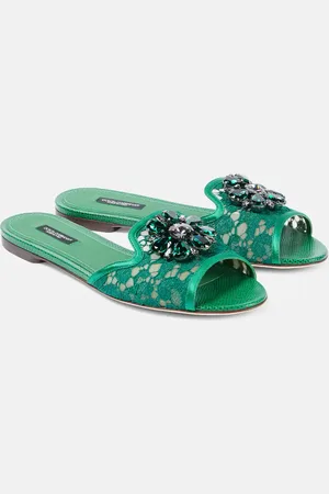 Dolce & Gabbana Verzierte Pantoletten Bianca aus Spitze