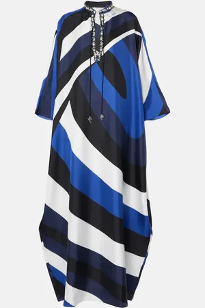 Puccini Kaftan Iride aus Seiden-Twill mit Kristallen