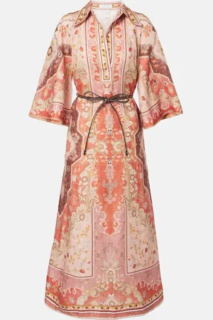 ZIMMERMANN Bedrucktes Midikleid Wylie aus Leinen
