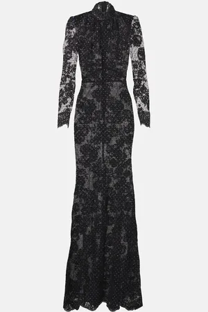 Self-Portrait Robe mit Spitze und Kristallen