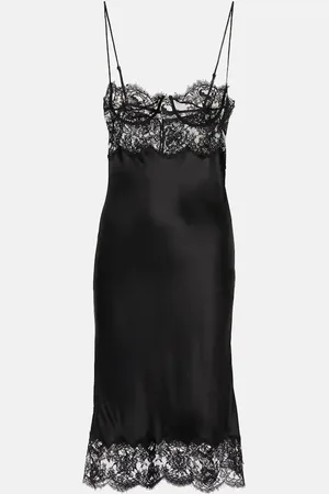 Saint Laurent Slipdress aus Seidensatin mit Spitze