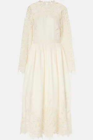 ULLA JOHNSON Robe Palermo aus Baumwolle und Seide mit Spitze
