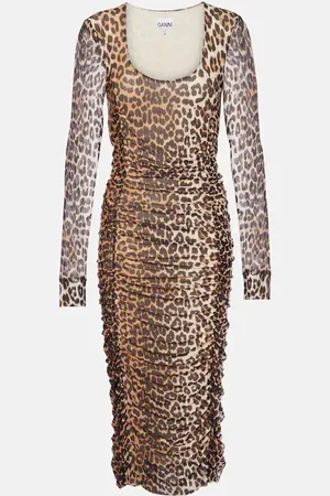 Ganni Bedrucktes Midikleid aus Mesh