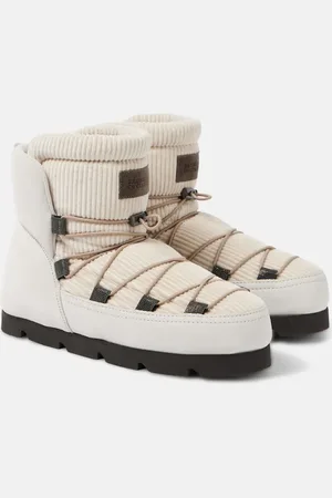 Brunello Cucinelli Schneestiefel aus Veloursleder mit Shearling