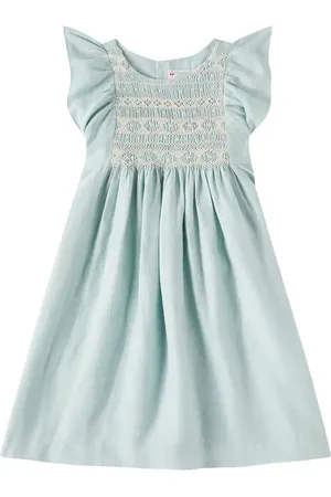 BONPOINT Besticktes Kleid Emeraude aus Leinen