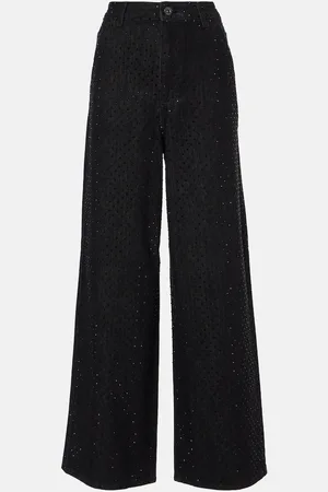 Self-Portrait Wide-Leg Jeans mit Kristallen