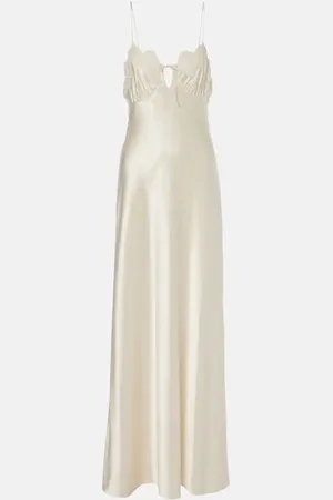 Saint Laurent Robe aus Seidensatin mit Spitze