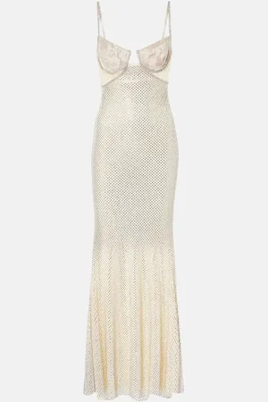 Self-Portrait Bridal Robe mit Spitze und Kristallen