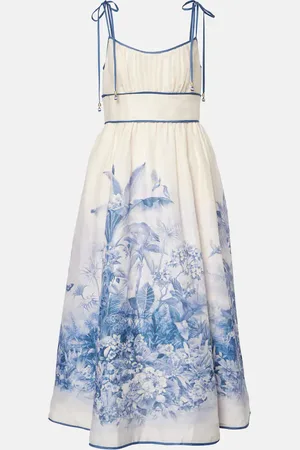 ZIMMERMANN Bedrucktes Midikleid Wylie aus Leinen