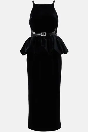 Self-Portrait Midikleid aus Samt mit Spitze