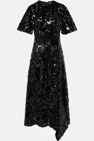 Ganni Maxikleid aus Samt mit Pailletten