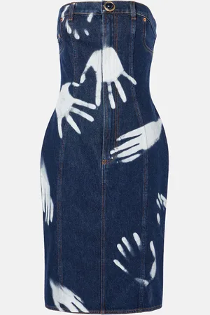 AREA Bedrucktes Midikleid aus Denim