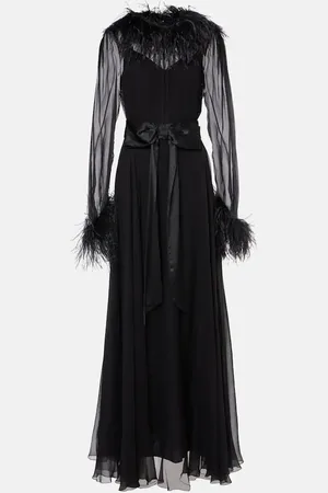 Dolce & Gabbana Robe aus Seidenchiffon mit Federn