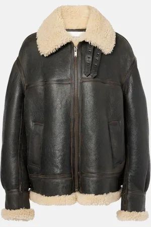 Saint Laurent Lederjacke mit Shearling