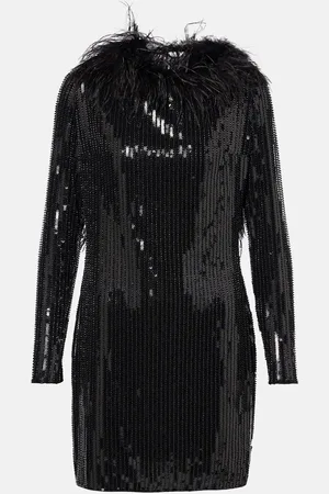 Ilkyaz Ozel Minikleid Juises mit Pailletten und Federn