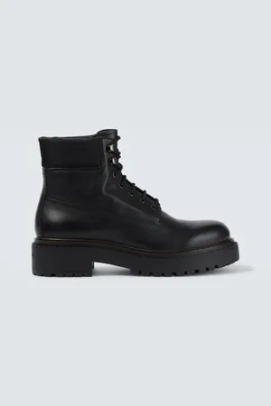 Prada Schnürstiefel aus Leder und Re-Nylon