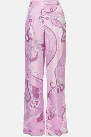 Puccini Weite Hose Orchidee aus Seiden-Twill