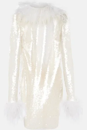 Ilkyaz Ozel Minikleid mit Pailletten und Federn