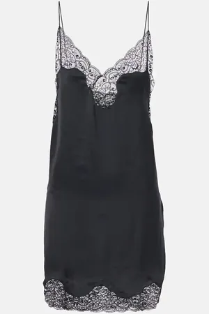 Saint Laurent Slipdress aus Satin mit Spitze