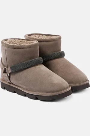 Brunello Cucinelli Stiefel Monili aus Veloursleder mit Shearling