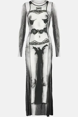 Jean Paul Gaultier Maxikleid Marinière aus Mesh