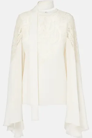 Elie saab Bluse aus Georgette mit Spitze