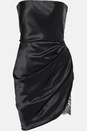 Saint Laurent Minikleid aus Seidensatin mit Spitze