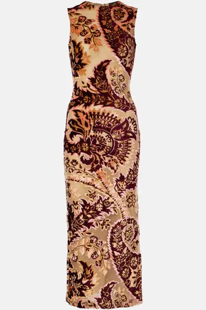 Etro Midikleid aus Samt und Tüll