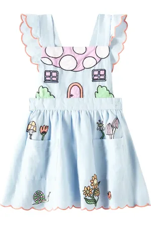 Stella McCartney Besticktes Kleid aus Leinen und Baumwolle