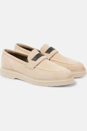 Brunello Cucinelli Verzierte Loafers aus Veloursleder