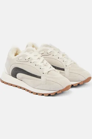 Brunello Cucinelli Sneakers Monili aus Veloursleder mit Shearling