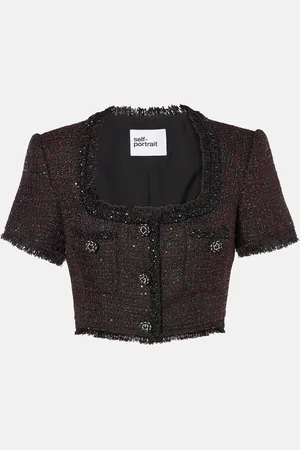 Self-Portrait Top aus Tweed