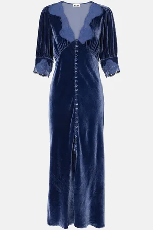 RIXO London Maxikleid Simone aus Samt mit Spitze