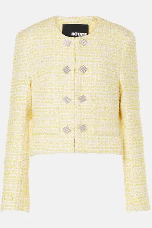 ROTATE Verzierte Cropped-Jacke aus Bouclé