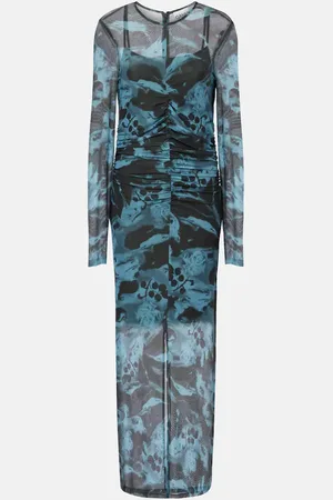 Ganni Bedrucktes Maxikleid aus Mesh