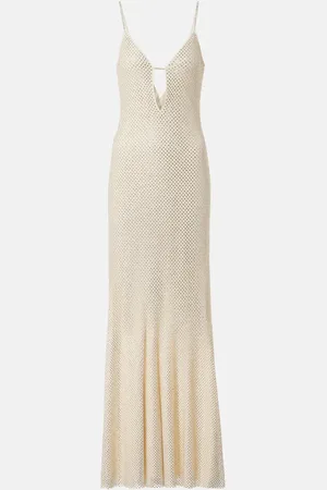 Self-Portrait Maxikleid aus Mesh mit Kristallen