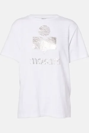 Marant Etoile Bedrucktes T-Shirt Zewel aus Leinen