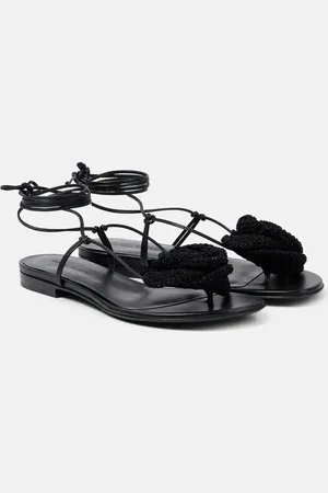 MAGDA BUTRYM Sandalen aus Leder mit Häkelstrick