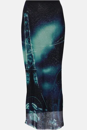 Jean Paul Gaultier Bedruckter Maxirock aus Mesh