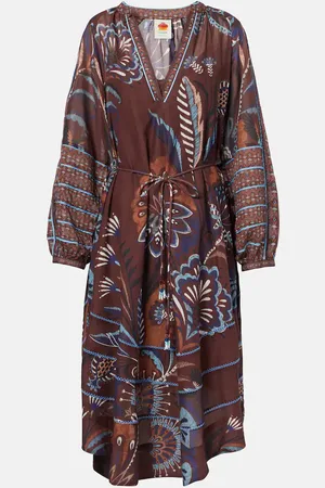 Farm Rio Bedrucktes Maxikleid Delicate Garden Brown