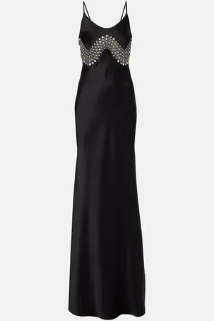 DAVID KOMA Verziertes Maxikleid aus Satin