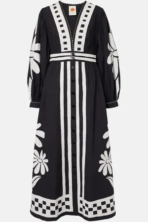 Farm Rio Bedrucktes Maxikleid Nature Black aus Baumwolle