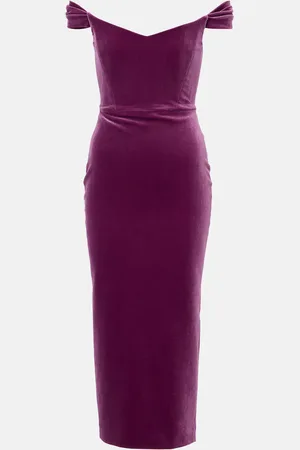 ALEX PERRY Off-Shoulder-Midikleid aus Samt