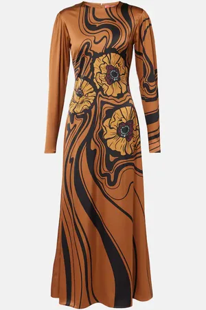 La DoubleJ Bedrucktes Maxikleid Clingy Swing aus Satin