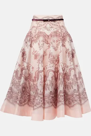 ZIMMERMANN Midirock Crush Flared aus Leinen und Seide